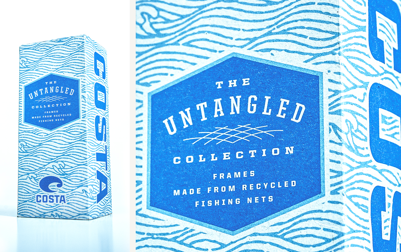 Photo of packaging design featuring The Untangled Collection for Costa sunglasses