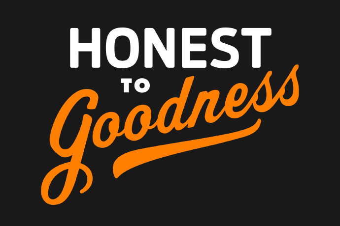 Whataburger typography design that reads "Honest to goodness."