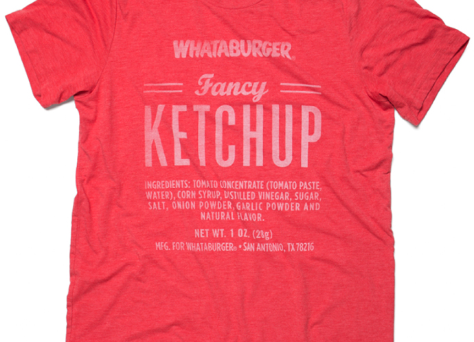 T-shirt design for Whataburger featuring the Fancy Ketchup label