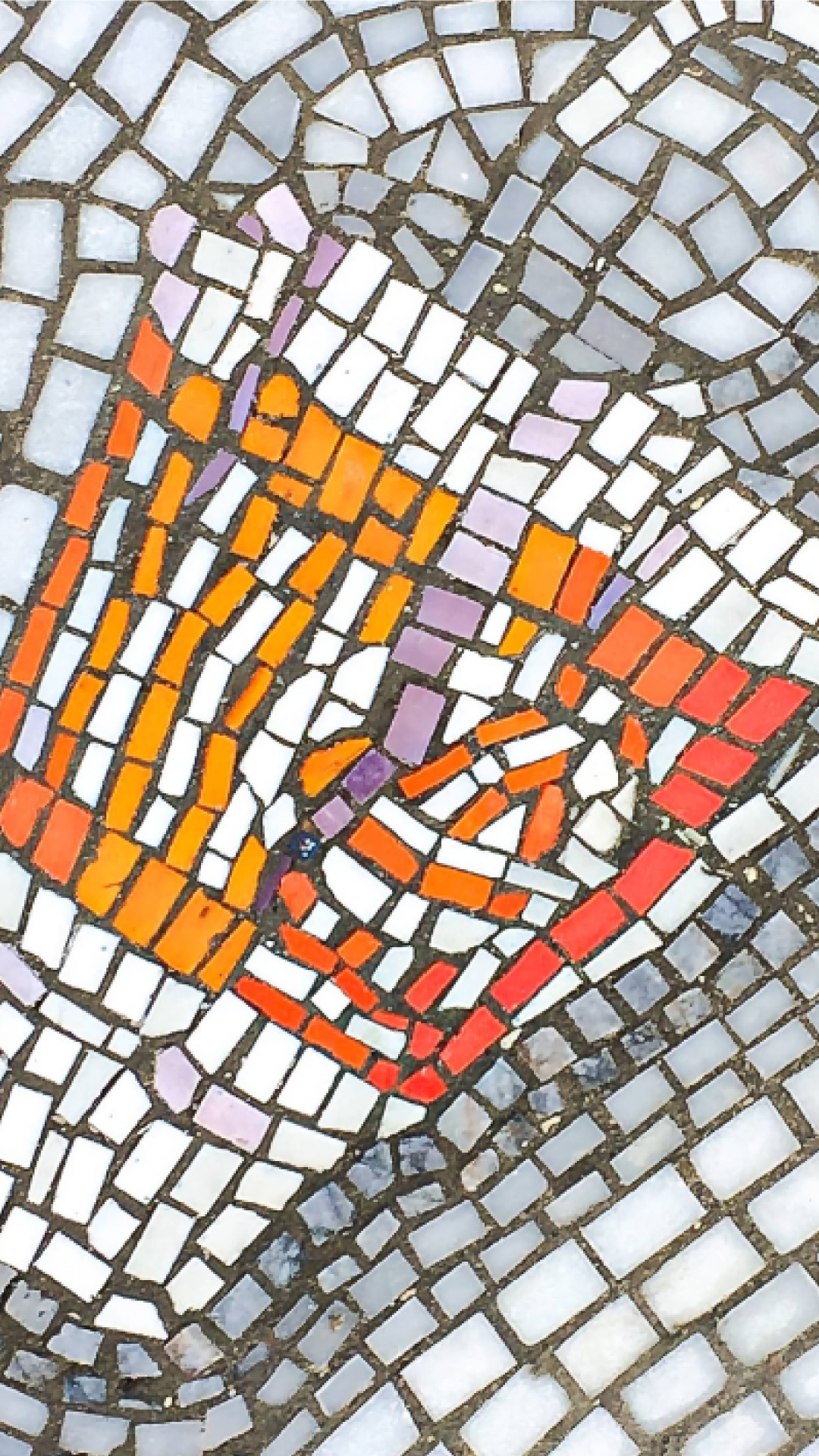 A photograph of a mosaic depicting a Whataburger cup from the Whataburger Museum of Art