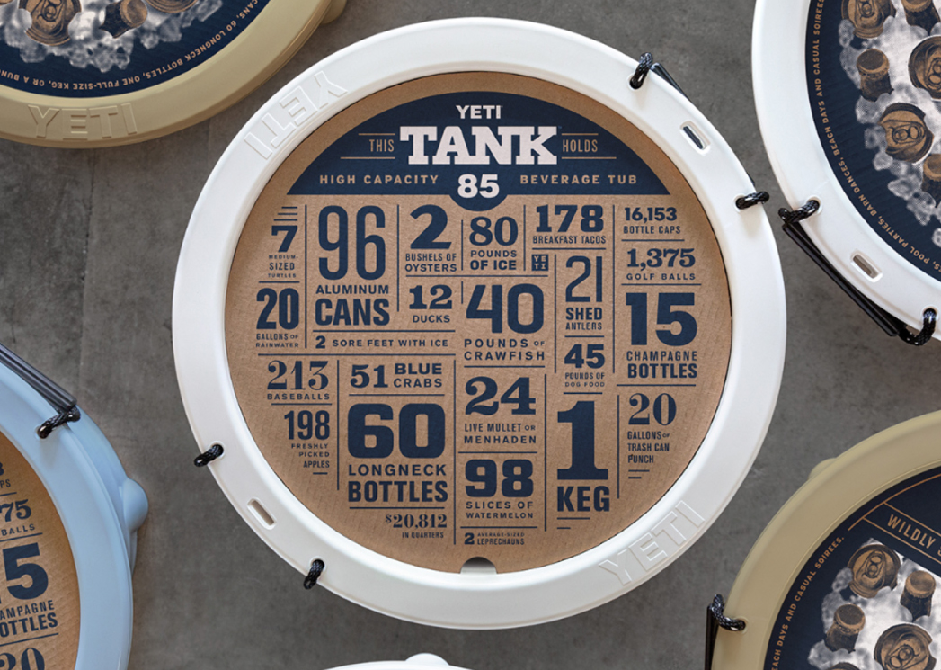 An overhead shot of the packaging design for the YETI tank