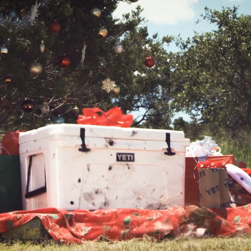 An animated video YETI cooler getting hit with a potato