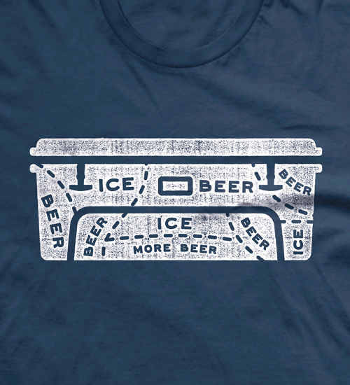 YETI t-shirt design of a YETI cooler that reads ICE BEER