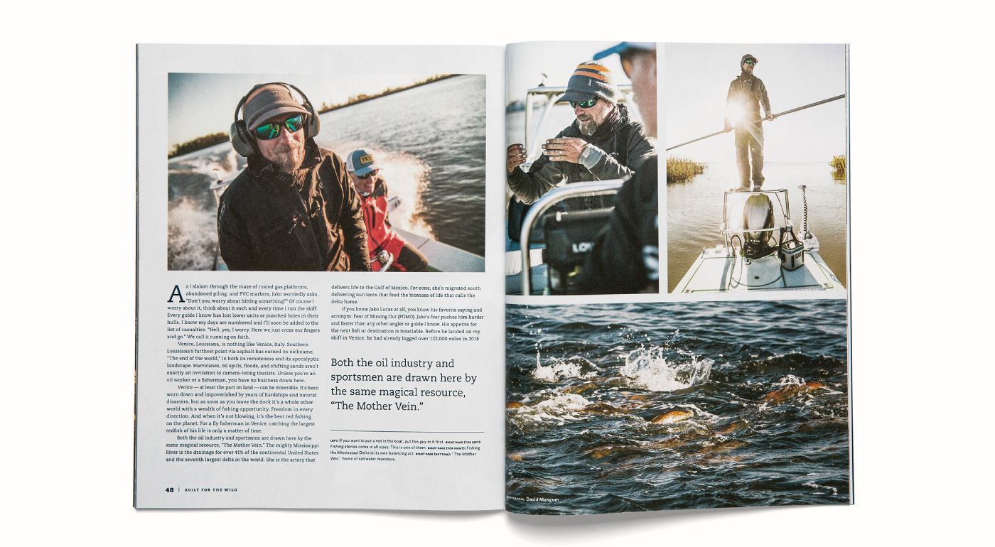 Design of an editorial spread in the YETI Dispatch magazine