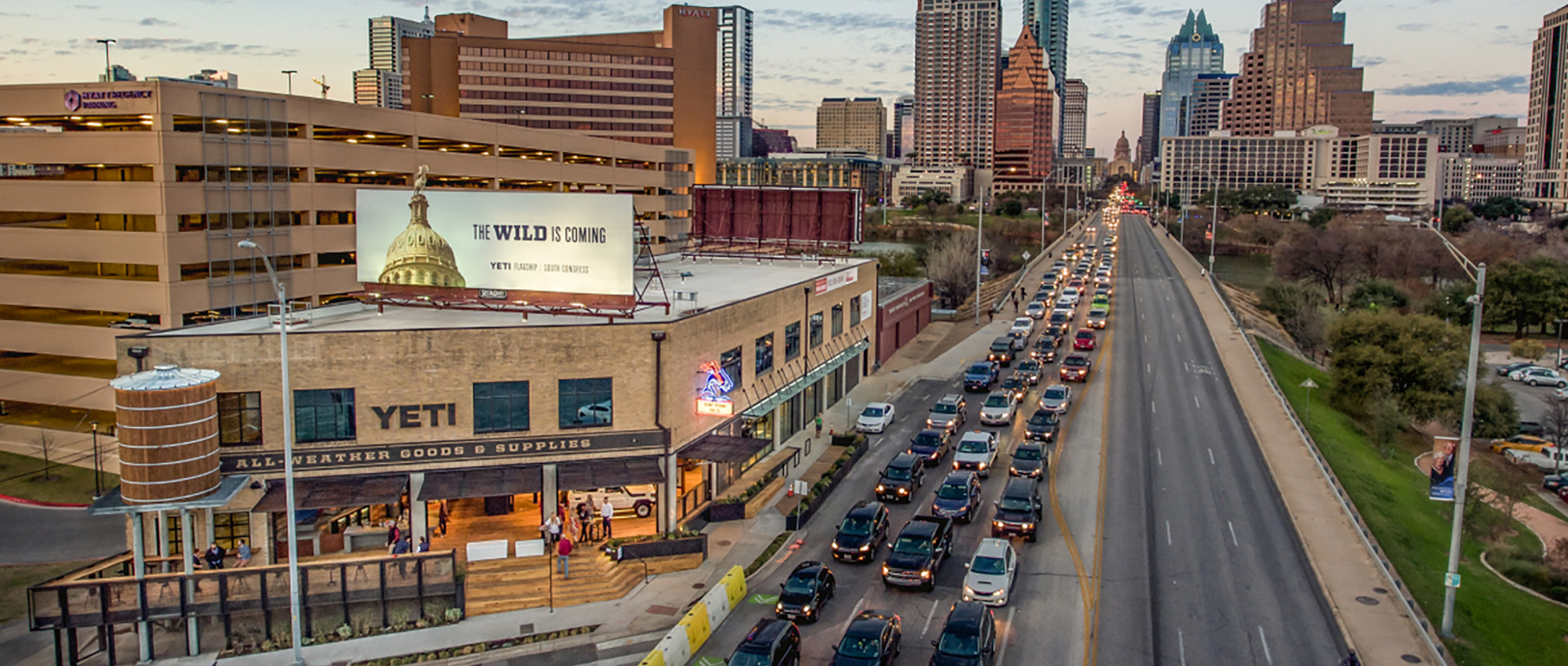 An overhead shot of the YETI Flagship store experience on South Congress in Austin, Texas.